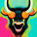 Dazzled Bull on a colorful background